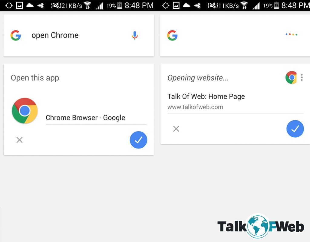 voice actions for chrome not working
